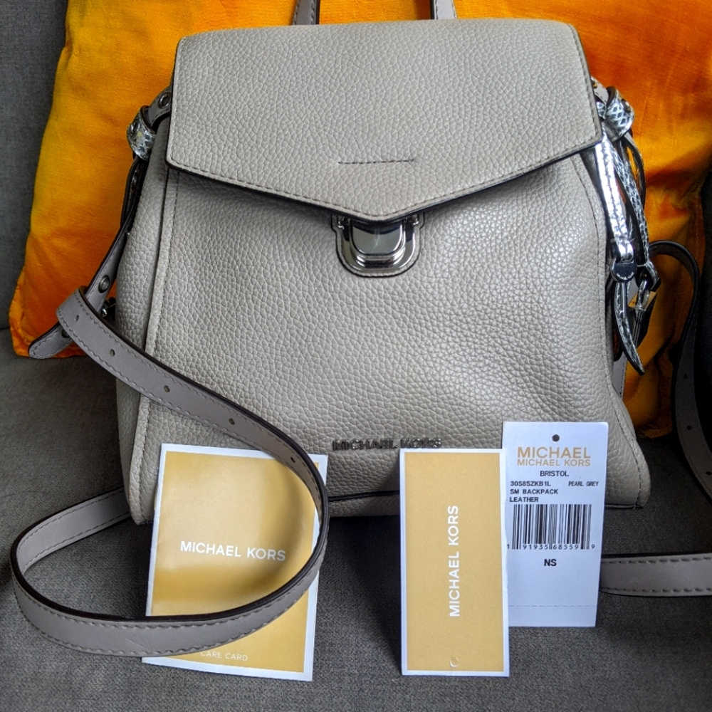 Michael Kors Bristol Backpack SMALL Pearl Grey with tags! Like New!
